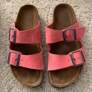 Coral two strap Birkenstock’s